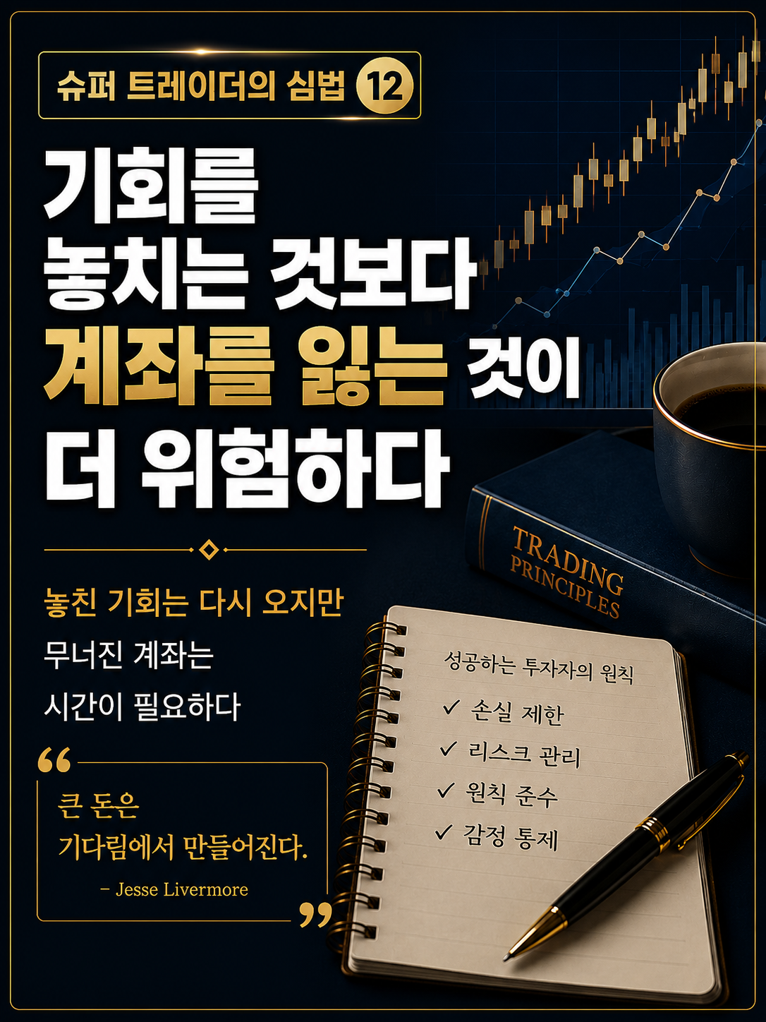 You are currently viewing 슈퍼 트레이더의 심법 ⑫ 기회를 놓치는 것보다 계좌를 잃는 것이 더 위험하다