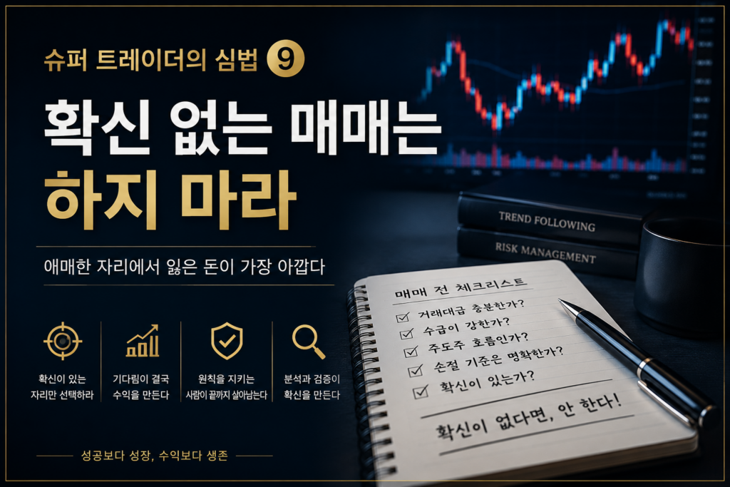 Read more about the article 슈퍼 트레이더의 심법 ⑨ 확신 없는 매매는 하지 마라