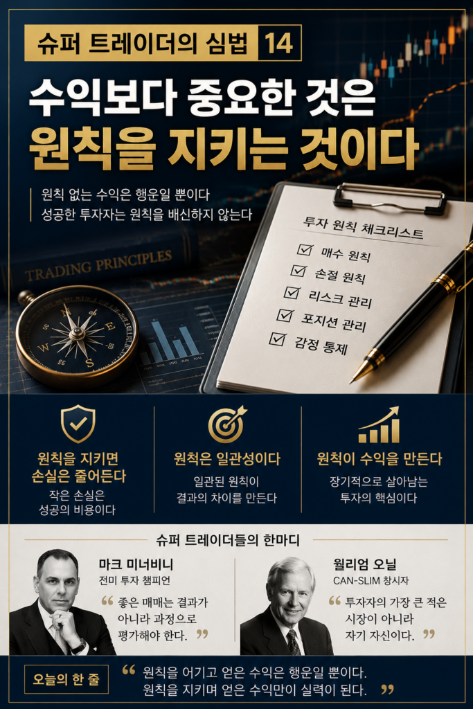 Read more about the article 슈퍼 트레이더의 심법 ⑭ 수익보다 중요한 것은 원칙을 지키는 것이다