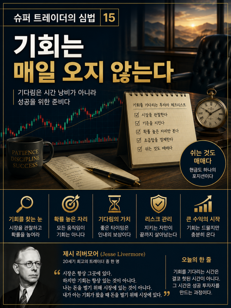Read more about the article 슈퍼 트레이더의 심법 ⑮ 기회는 매일 오지 않는다
