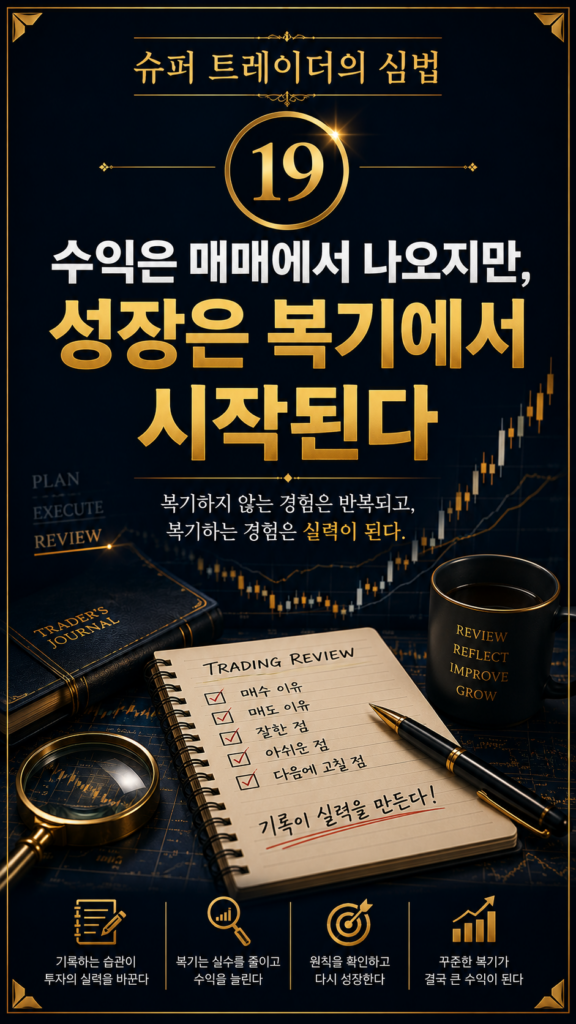 Read more about the article 슈퍼 트레이더의 심법 ⑲ 수익은 매매에서 나오지만, 성장은 복기에서 시작된다