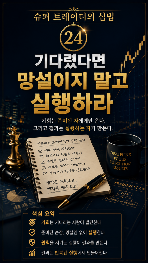 Read more about the article 슈퍼 트레이더의 심법 ㉔ 기다렸다면 망설이지 말고 실행하라